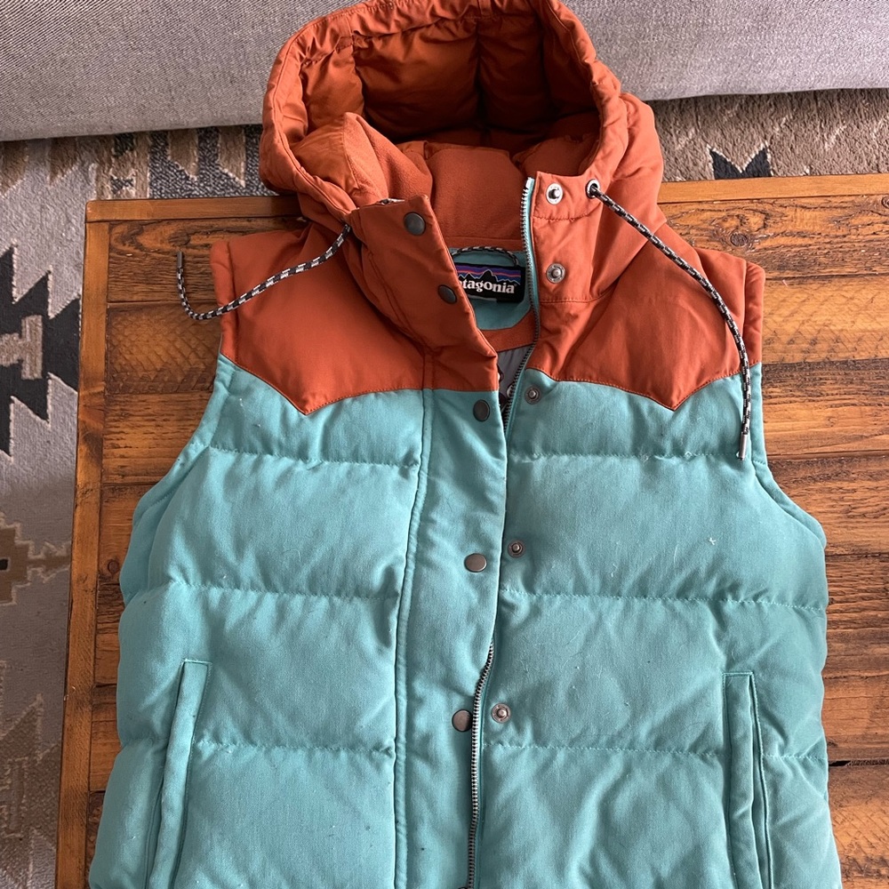 Blue and rust Patagonia Bivy puffer vest. Lightly used. Great condition!